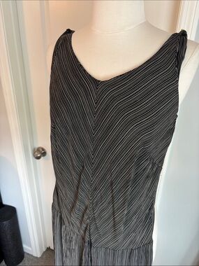 Sleeveless Black & White Striped Midi Dress